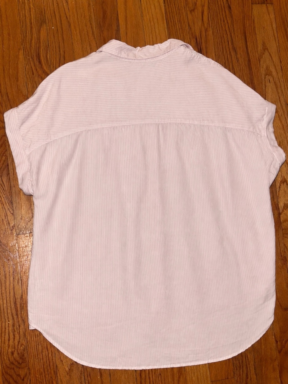 Lola River Pink Stripe Tencel Lyocell Oversized Button Front Shirt Large - Picture 2 of 6